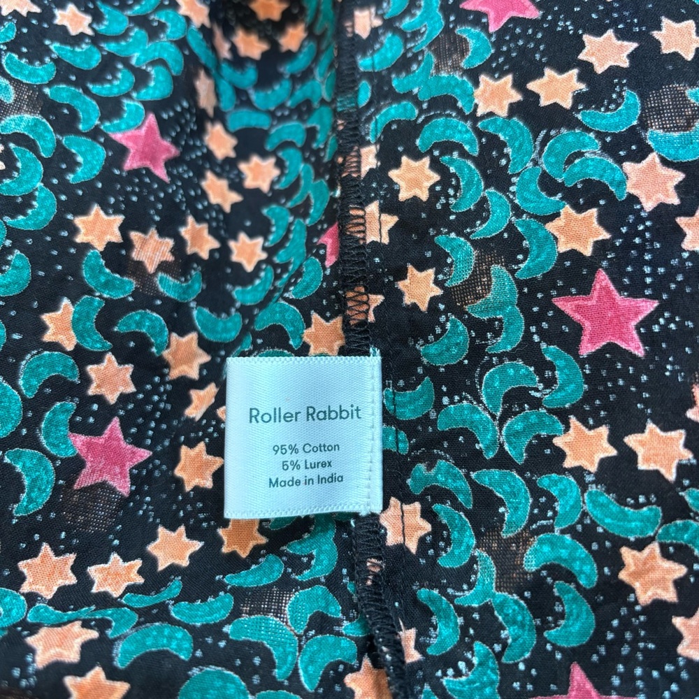Roller Rabbit Etoiles Delfia Black Starry Print Midi Dress Women’s XS Witchy - Picture 11 of 12